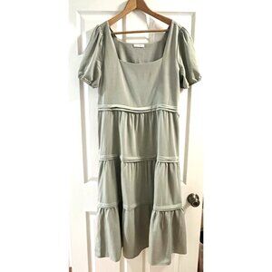 Kirundo Cottagecore Tiered Dress Sage Green Women's Large Prairie Capsule